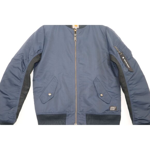 Carhartt Mens Navy Bomber Jacket With Zipper & Pocket Details - Picture 14 of 16